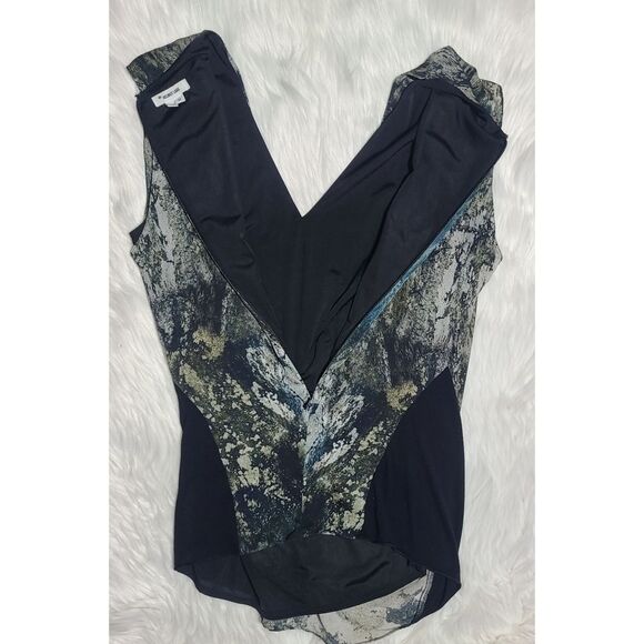 Helmut Lang|Silk Marbled Sleeveless Wrap Twist Top, MEDIUM - Picture 4 of 8